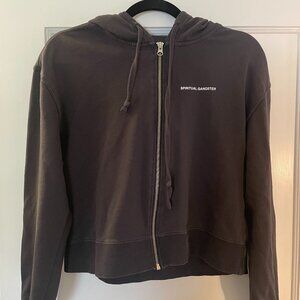Spiritual Gangster Boxy Crop Zip-Up Hoodie